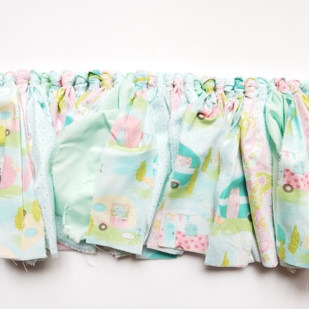 Fabric Banner Wall Hanging | Cubicle Decor, Fabric Garland | Pink Campers | 7’